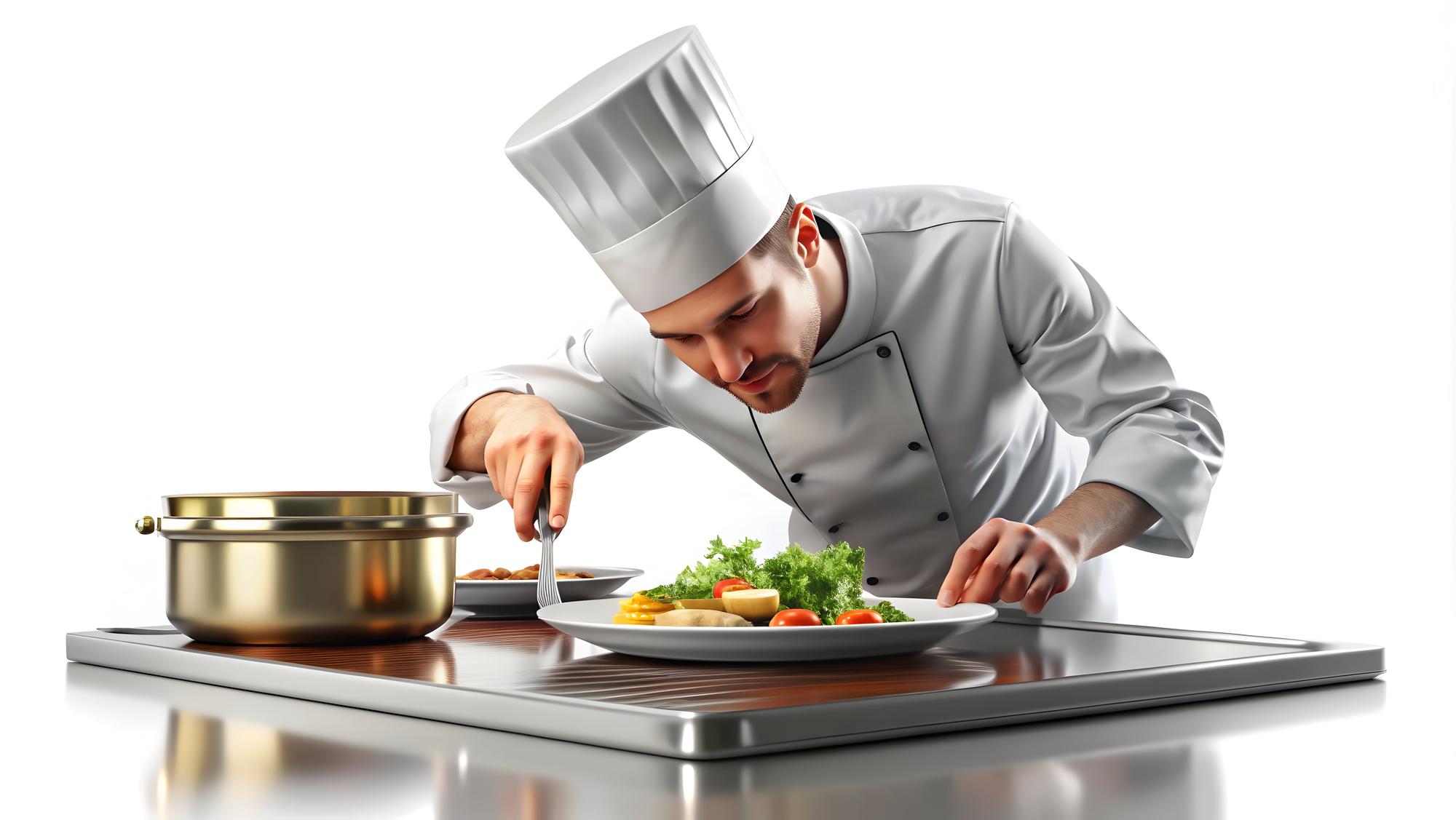 Chef che spadella in una cucina moderna